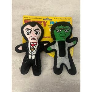 Tuffy Jr Frankenstein & Dracula Combo Dog Toy Durable Squeaky 2 - Pack Toy New